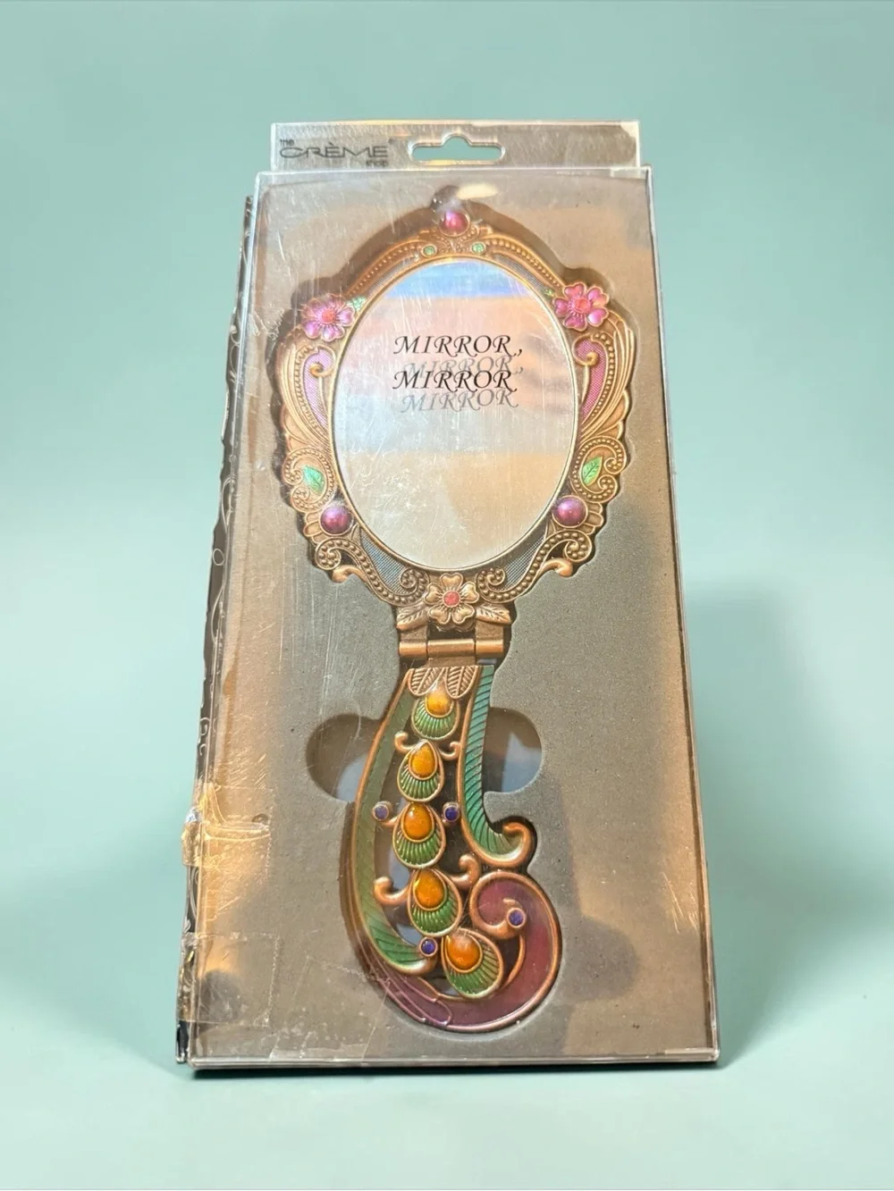 Crème Shop Ornate Peacock Enamel Hand Mirror